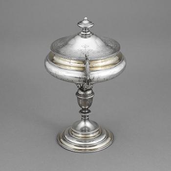 SKÅL PÅ FOT, silver, Lars Larson & Co, Göteborg 1887.