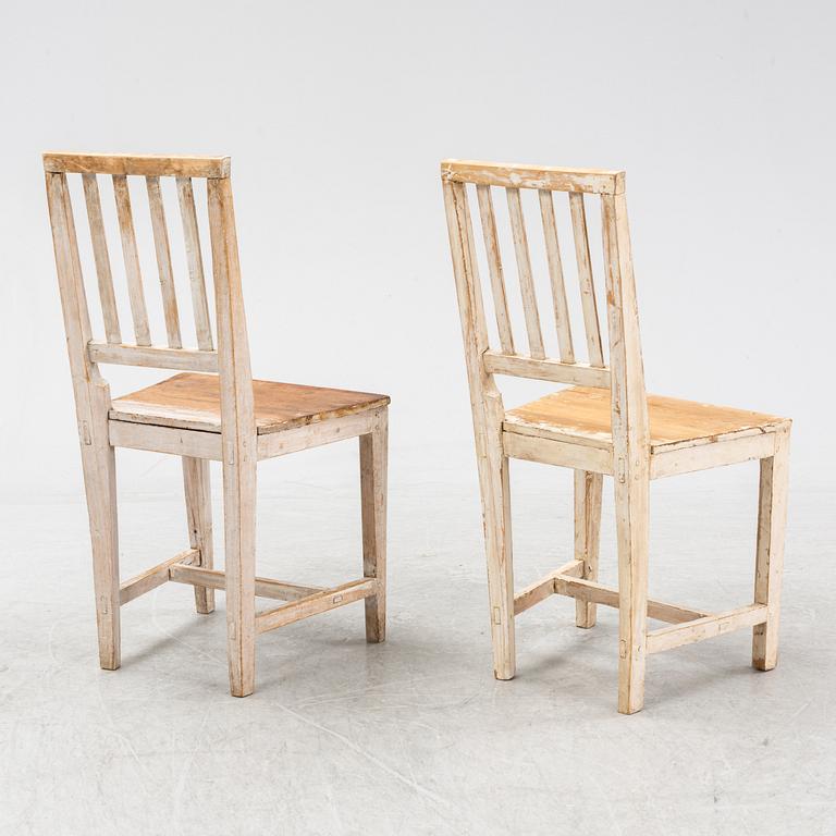Six painted 'Leksand' chairs, 19th Century.