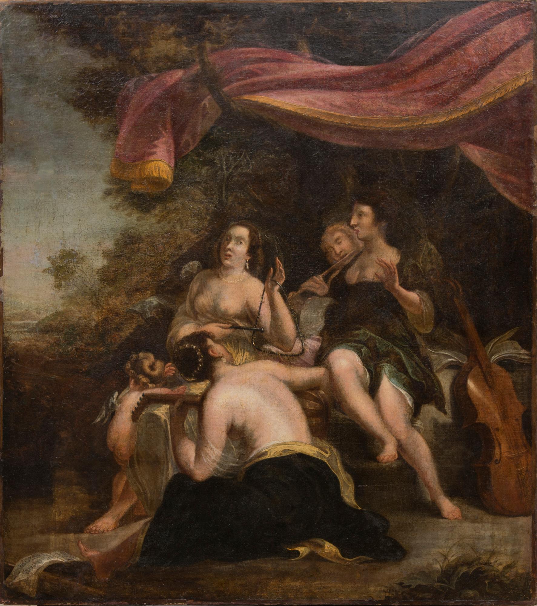 OKÄND KONSTNÄR, olja på duk, uppfodrad på duk, 1700-tal.