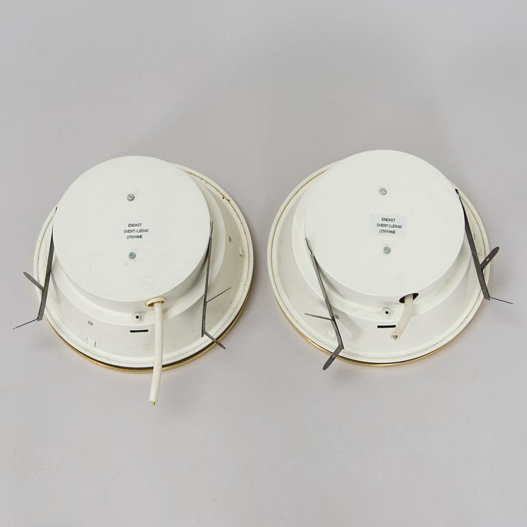 Arne Jacobsen, A pair of 'Munkegaard' ceiling lights for Louis Poulsen, Denmark.