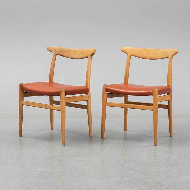 Six model W2 oak chairs by Hans Wegner for C.M. Madsen, designed 1953.