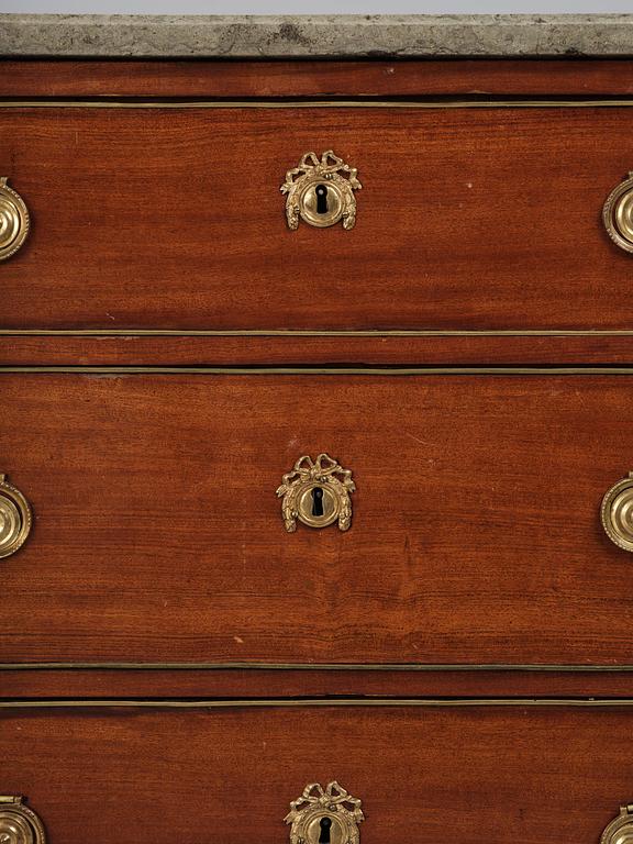 A late Gustavian mahogany commode, Stockholm, late 18th century.