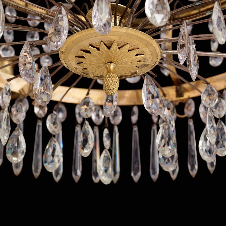 A late Gustavian circa 1800 five-light chandelier.