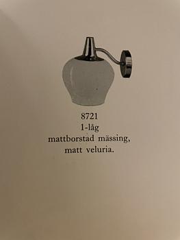 Harald Notini, attributed to, custom-made wall lamp, possibly by Arvid Böhlmarks Lampfabrik 1950s.