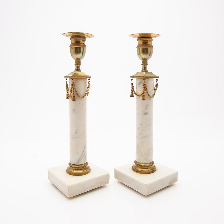 Candelabras, a pair, late Gustavian, 19th century.