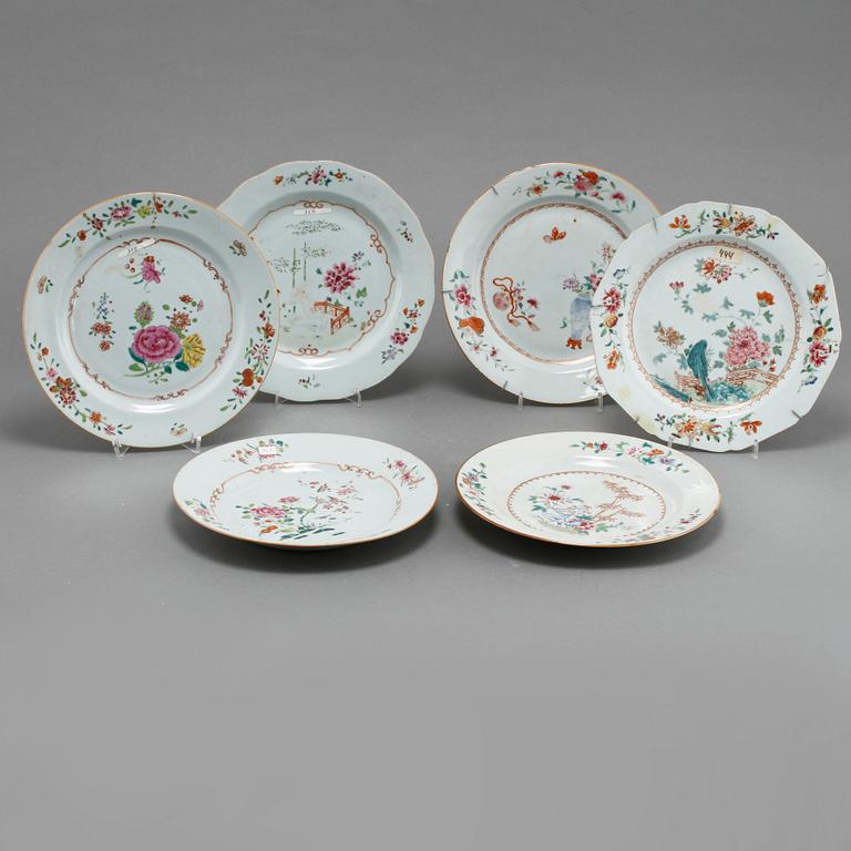 TALLRIKAR, 6 st, porslin, Kina, 1700-tal.