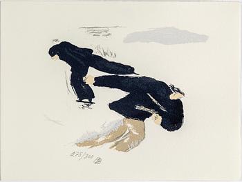 BIRGIT BROMS, a litographic print of ice-skaters, signed and numbered 278/300.