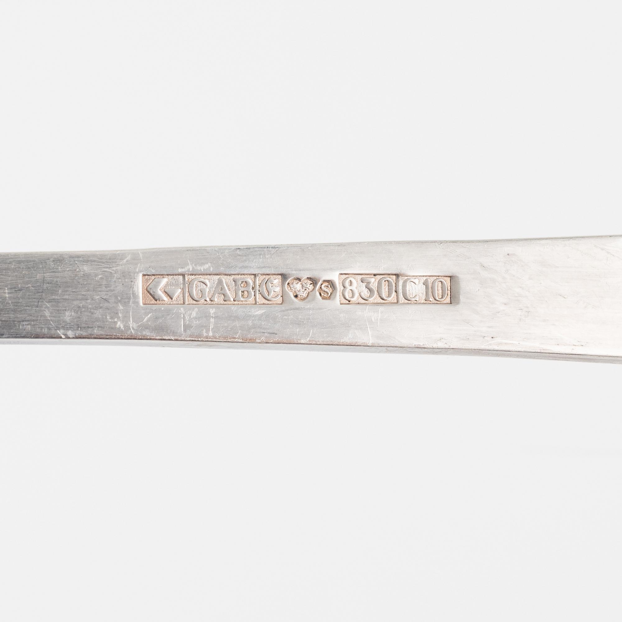 Jacob Ängman, serving cutlery, 7 pieces, silver, "Rosenholm", GAB, Eskilstuna 1976-77.