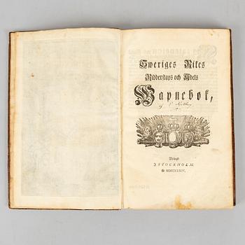 Med hundratals adelsvapen i träsnitt, 1734.