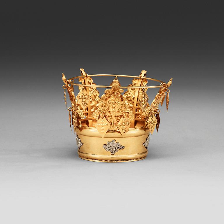 A Swedish 19th century silver-gilt wedding-crown, marks of Eric Söderholm, Härnösand 1841.