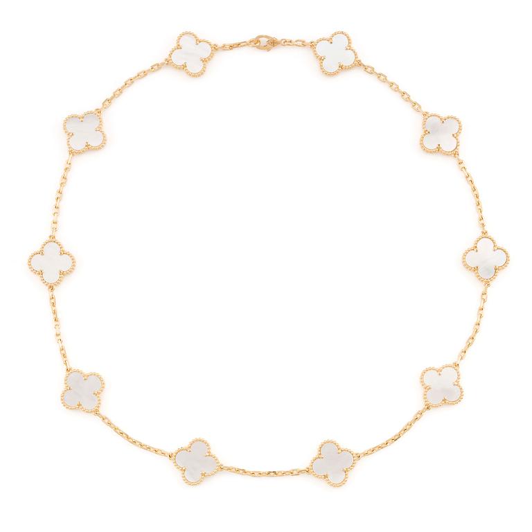 Van Cleef & Arpels collier "Alhambra" 18K guld med pärlemor.