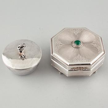 BOXES, 1+1, silver, totally approx 640 gram.