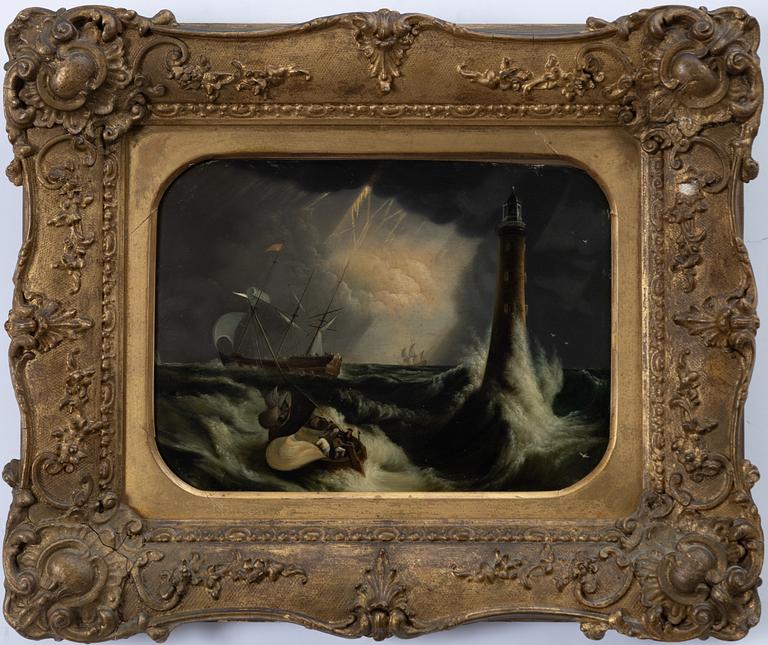 Richard Brydges Beechey, attributed to, Storm at the lighthouse.