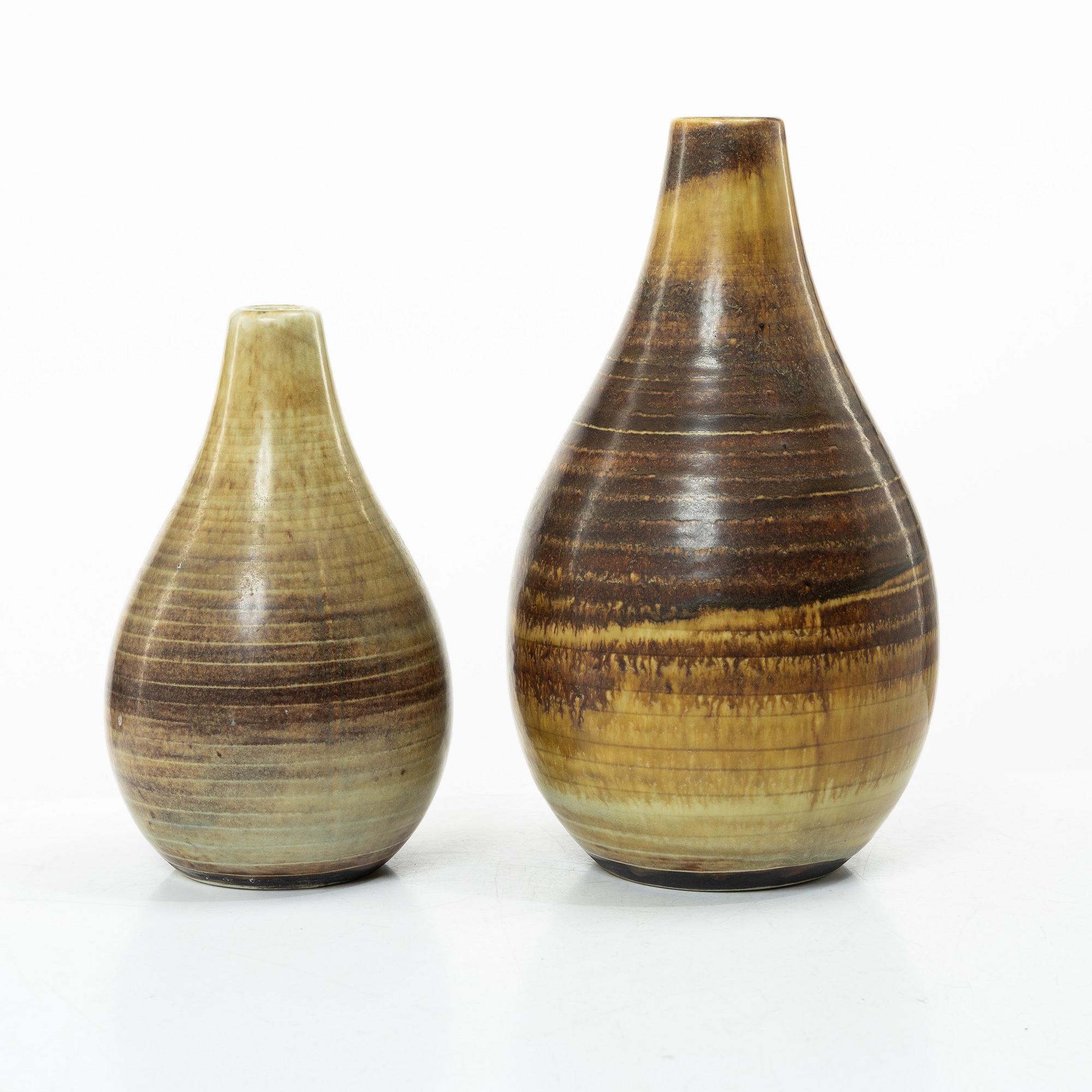 Gertrud Lönegren, Two stoneware vases, Rörstrand, 1936-1941.