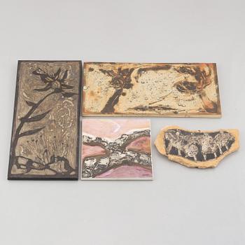 Börje Skohg, four stoneware wall reliefs, Gustavsberg & Gustavsbergs Studio, Sweden, 1970's/80's.