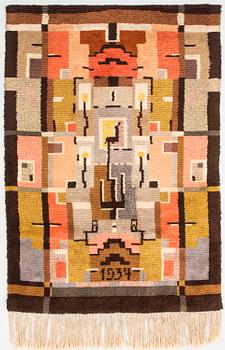 Laila Karttunen, rya, modell för Wetterhoff, daterad 1934. Ca 185x130 cm.