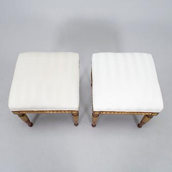 A pair of Gustavian style stools, circa 1900.