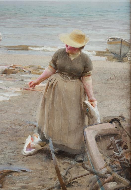 Anders Zorn, ”On the Beach St Ives Cornwall England”.