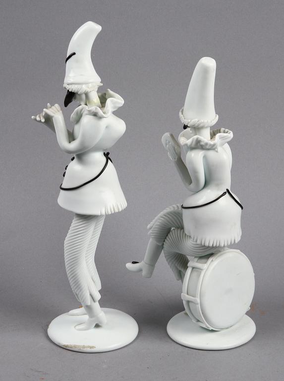 FIGURINER 2 st, glas, Italien, 1900-tal.