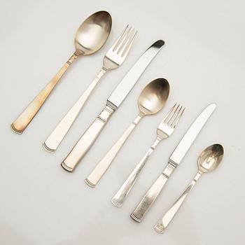 Jacob Ängman, bestickuppsättning, 106 delar, silver, "Rosenholm", GAB, Stockholm, 1900-talets andra hälft.