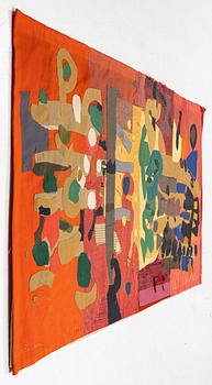 Sten Kauppi, a  tapestry, appliqué work in wool, c. 270 x 180 cm signed.