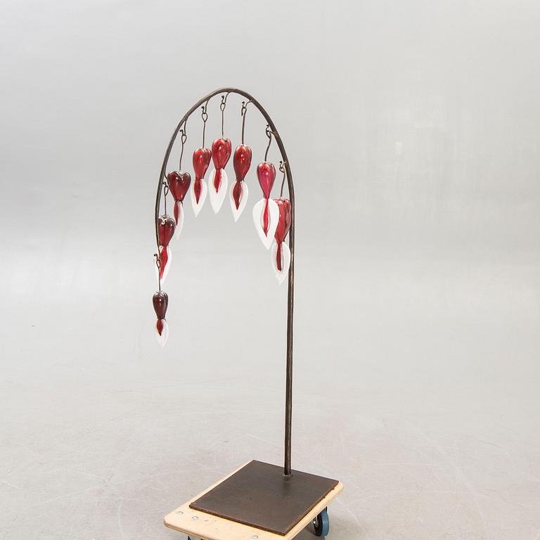 Elna Melusine Jolom, a signed glass and metal sculpture signed and dated 2018.