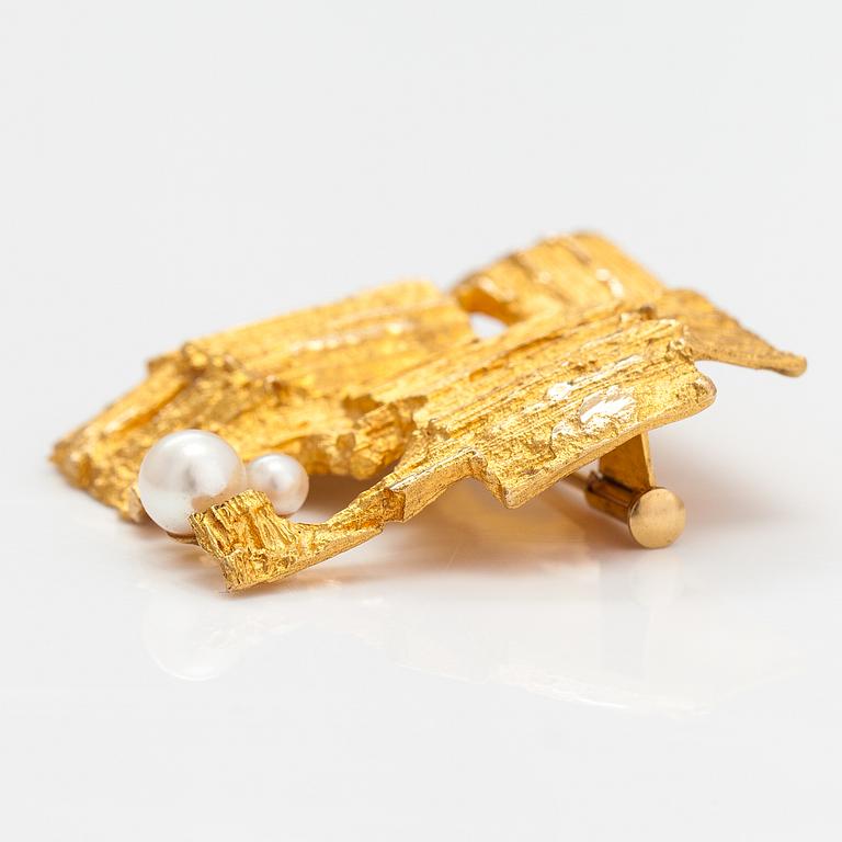 Björn Weckström, Brosch "Etude", 14K guld, odlade pärlor. Lapponia 1975.