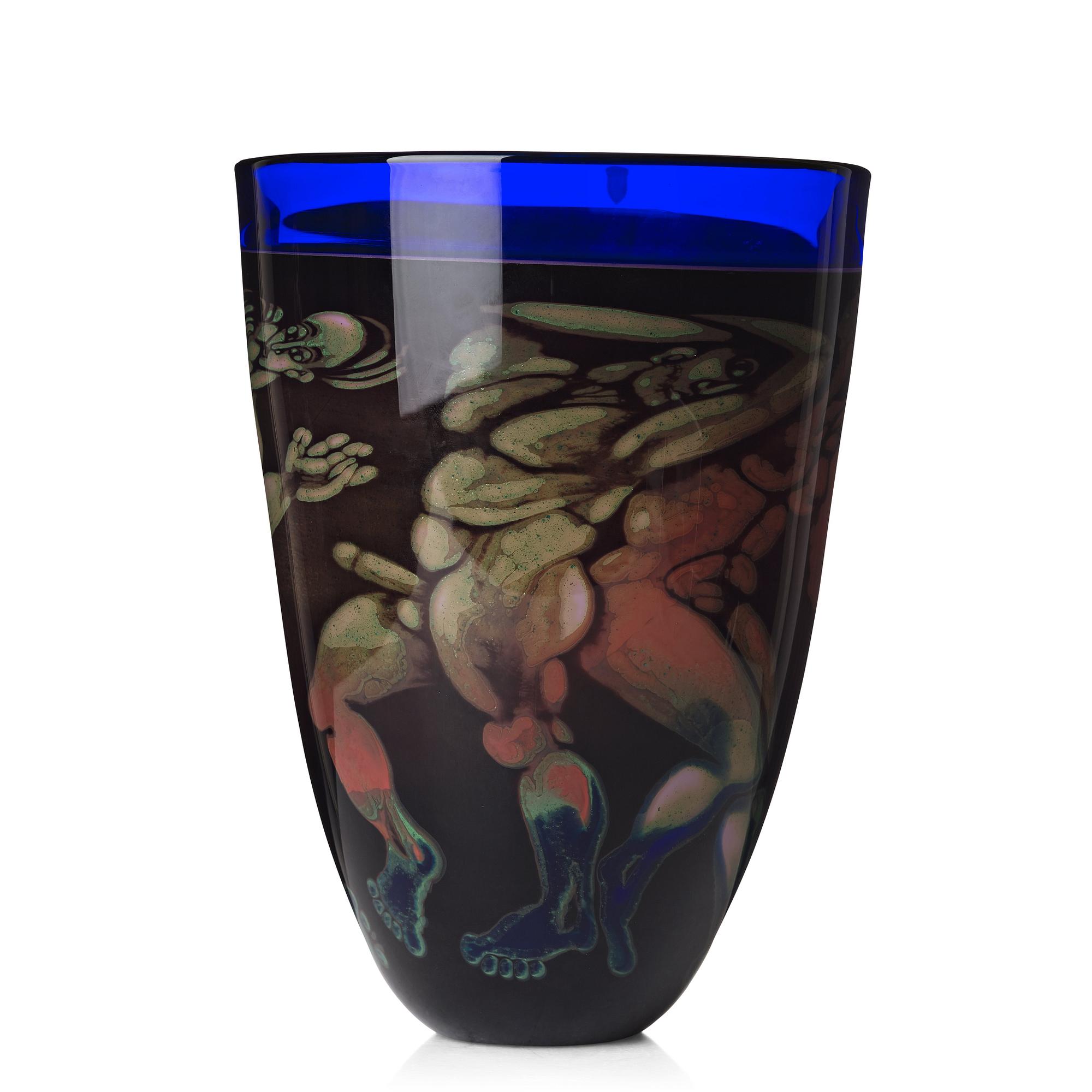 Eva Englund, a "graal" glass vase, Orrefors 1988.