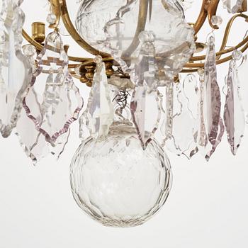 A Swedish Rococo 18th century six-light chandelier.