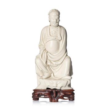 954. A blanc de chine figure of Guandi, Qing dynasty, 18th century.