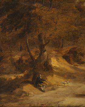 Lodewyk de Vadder, attributed to, Landscape with wandering figures on the road.