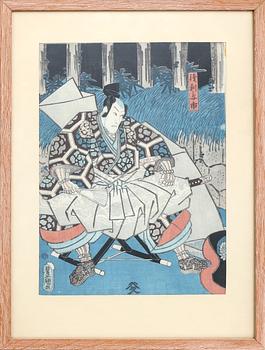 Utagawa Kunisada, samuraj, Japan 1800-talets mitt.