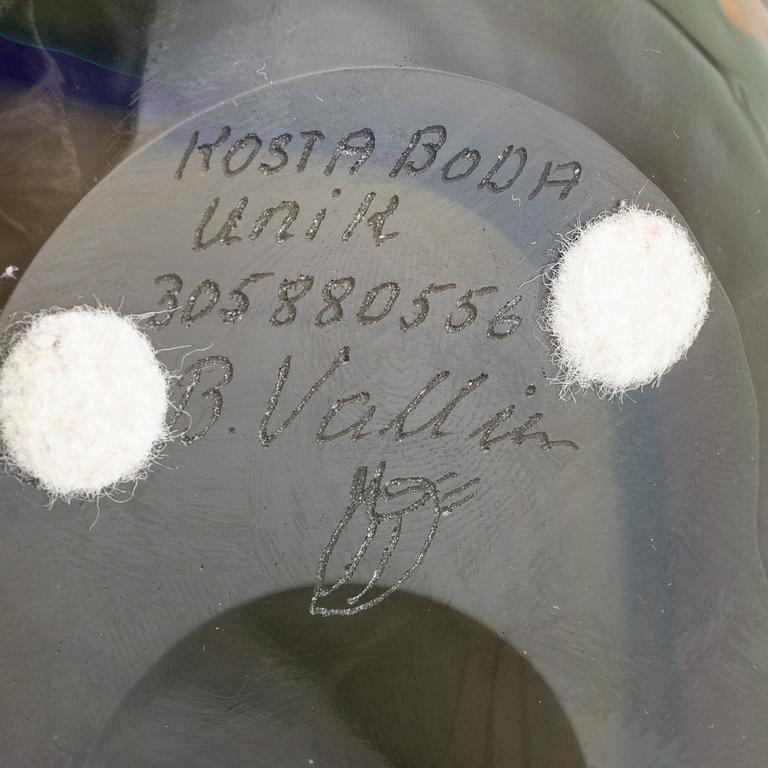 Bertil Vallien, a unique blasted glass vase, Kosta Boda, Sweden.