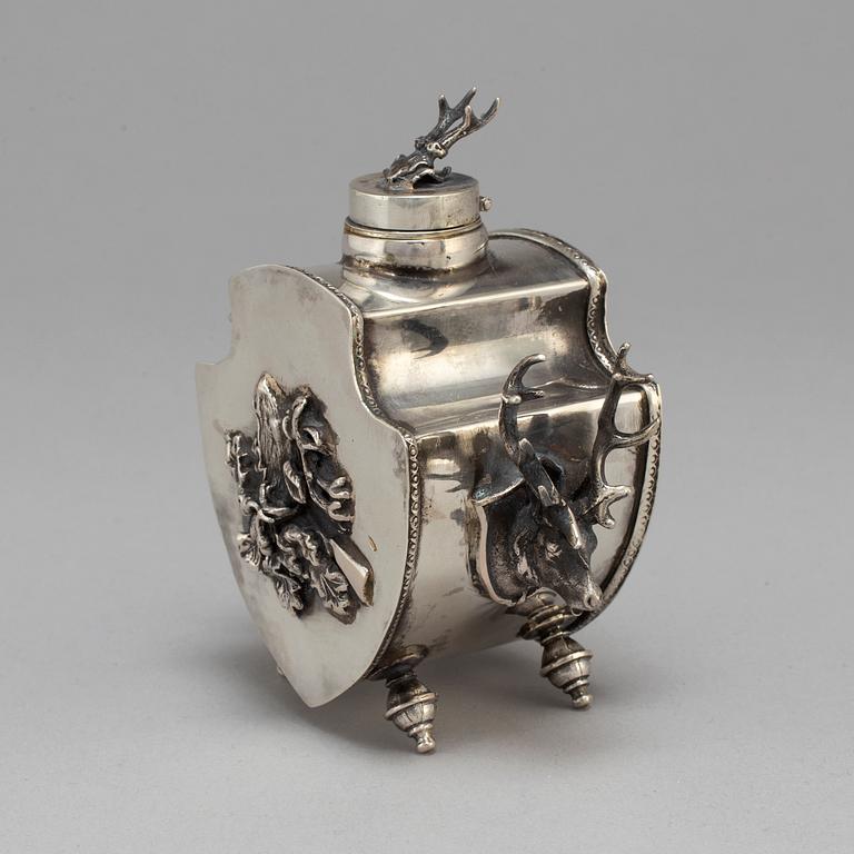 A Russian 19th century silver ink-stand, unidentified, Moscow 1873.  unidentified maker's mark, assayer Viktor Savinkov.