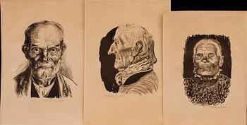 ALBERT ENGSTRÖM, 9 litografier, signerade ur mappen "Rospiggar".
