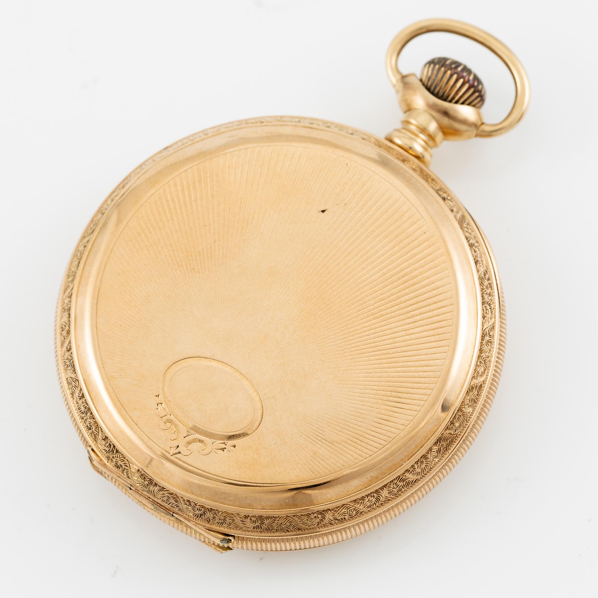 American Waltham Watch Co, pocket watch, 14K gold, 49 mm.