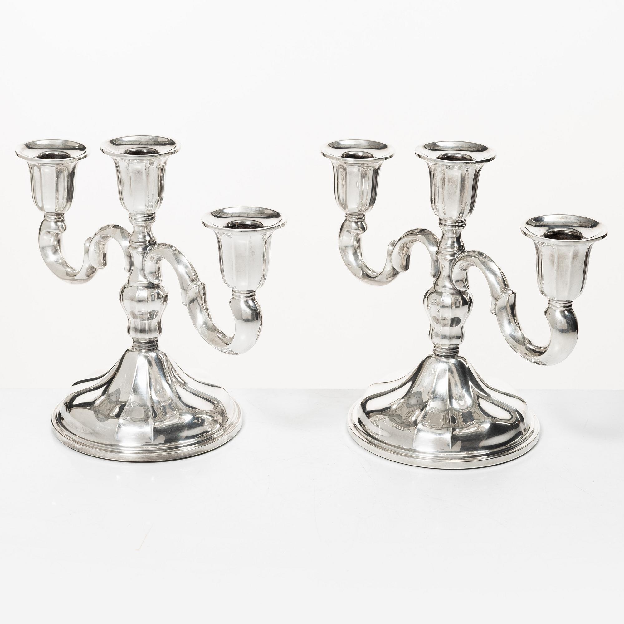 Candelabras, a pair, silver, 20th century.