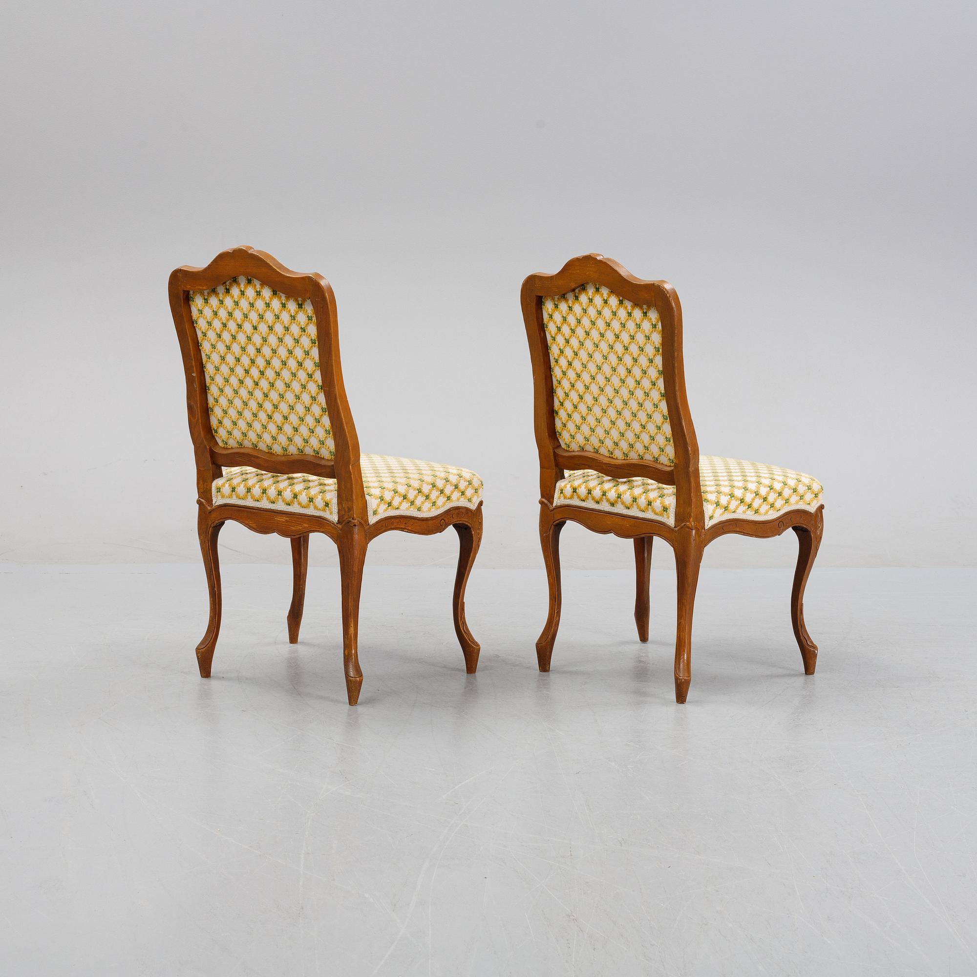 Stolar, ett par, fransk rokokostil, 1800-talets slut.