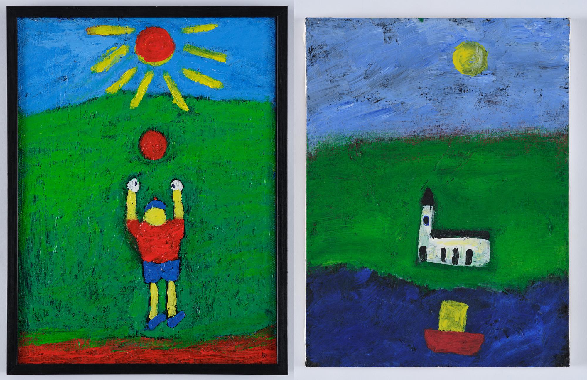 Roger Risberg, "Pojke med boll" samt Utan titel.