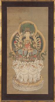 A painting depicting a boddhisattva, Japan, late 19th Century, circa 1900.