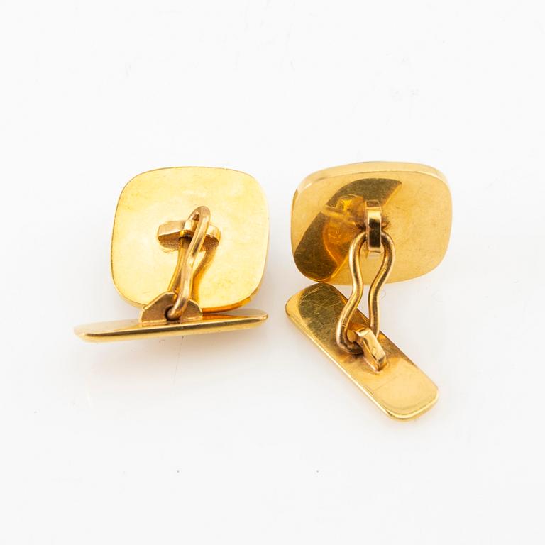 Rudolf Steiner, Cufflinks 18K gold with cabochon-cut spectrolites, Dornach Switzerland.