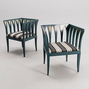 A pair of "Blue Suite" armchairs by Eliel Saarinen, Adelta, Finland 1983.