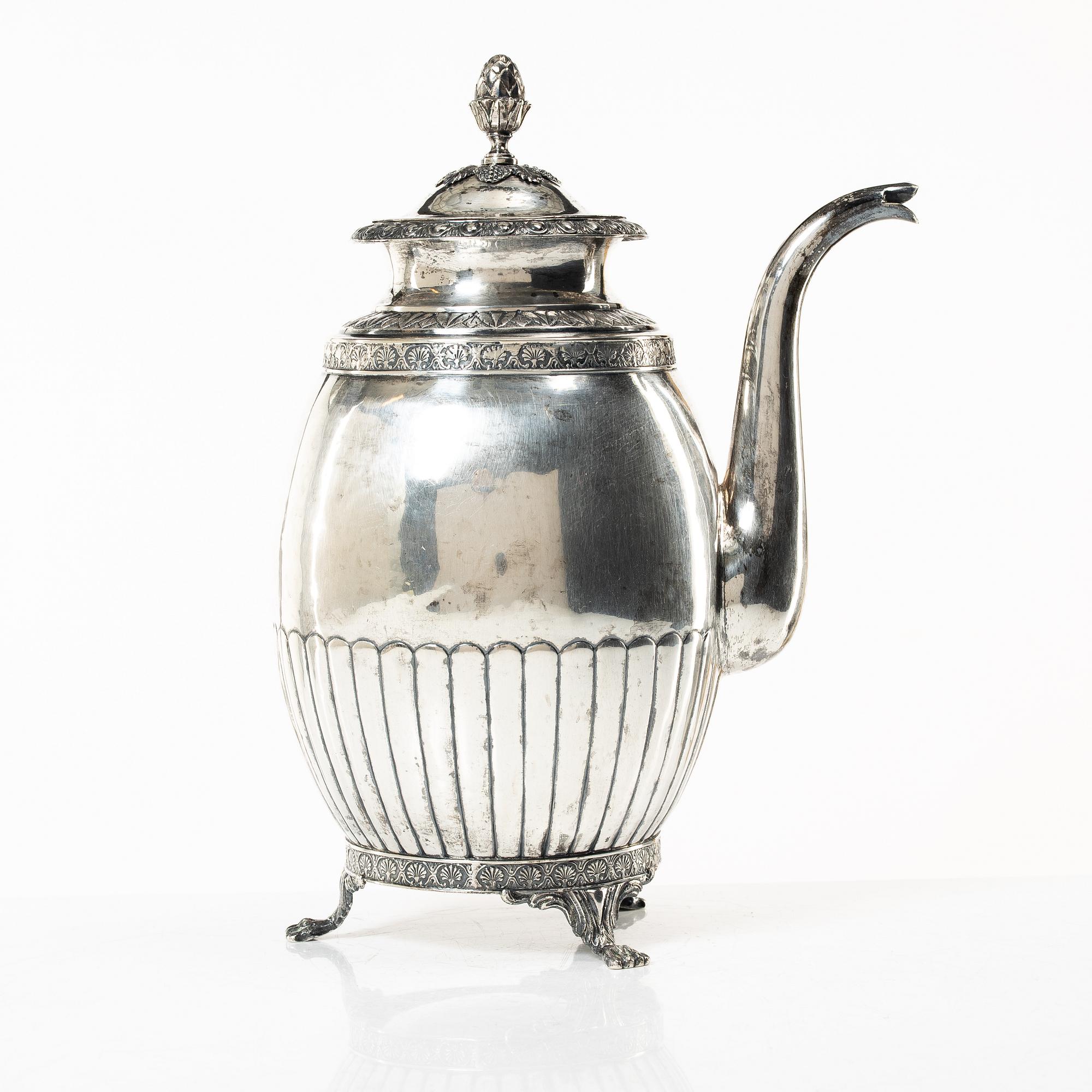 A 19th century Swedish silver coffee pot, marks of A.F.Hellman, Uppsala 1837.