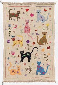 A hand-embroidered Kelim rug, 180 x 122 cm.