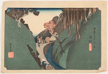 Ando Utagawa Hiroshige, after, woodblock print in colours.