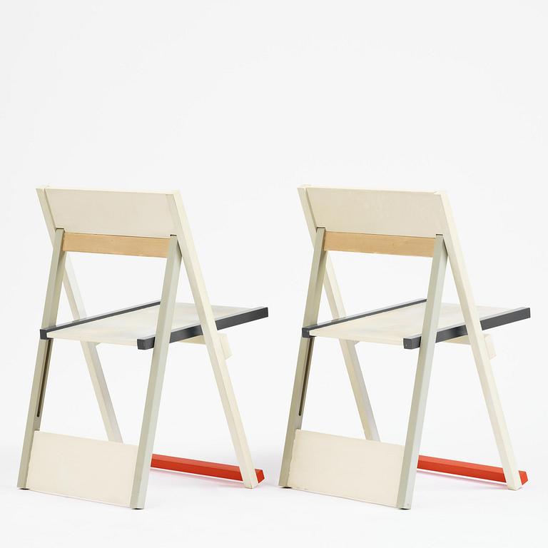 Igor Cronsioe, a pair of "Sudden Seat" folding chairs, Futura Gallery, Stockholm, 1983.