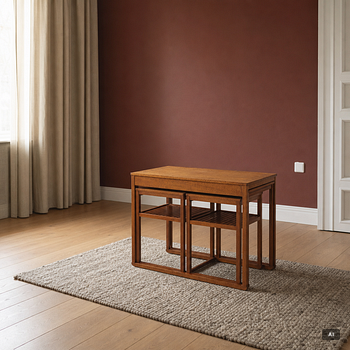 Carl Malmsten, Nest of tables, 3 pieces, “Släden”, jubilee model, 1988, no. 157.