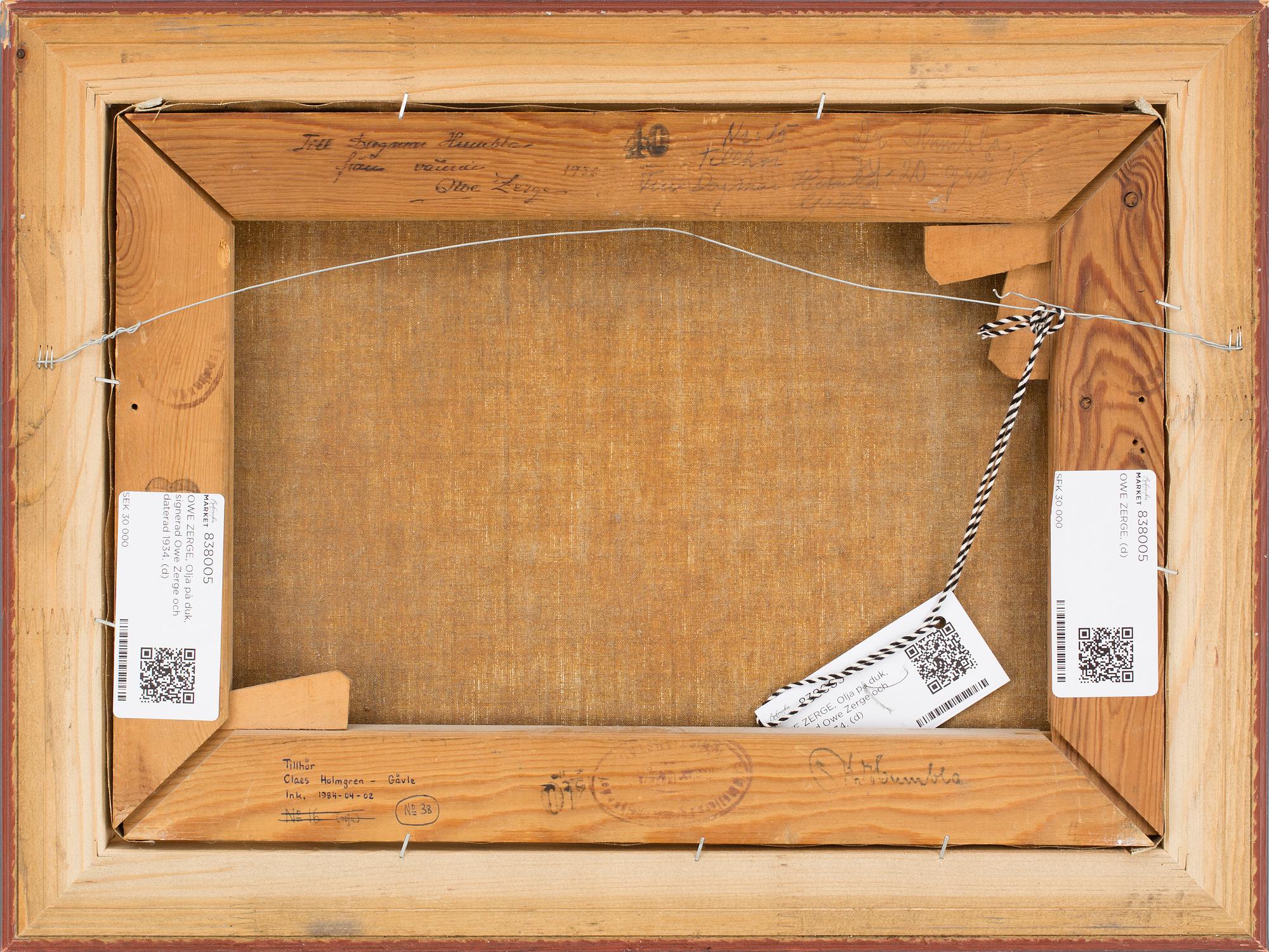 OWE ZERGE, Oil on canvas, signed Owe Serge and dated 1934.