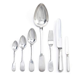 309. A composite group of fiddle-pattern silver cutlery, 79 pieces, Russia 1874-1917.