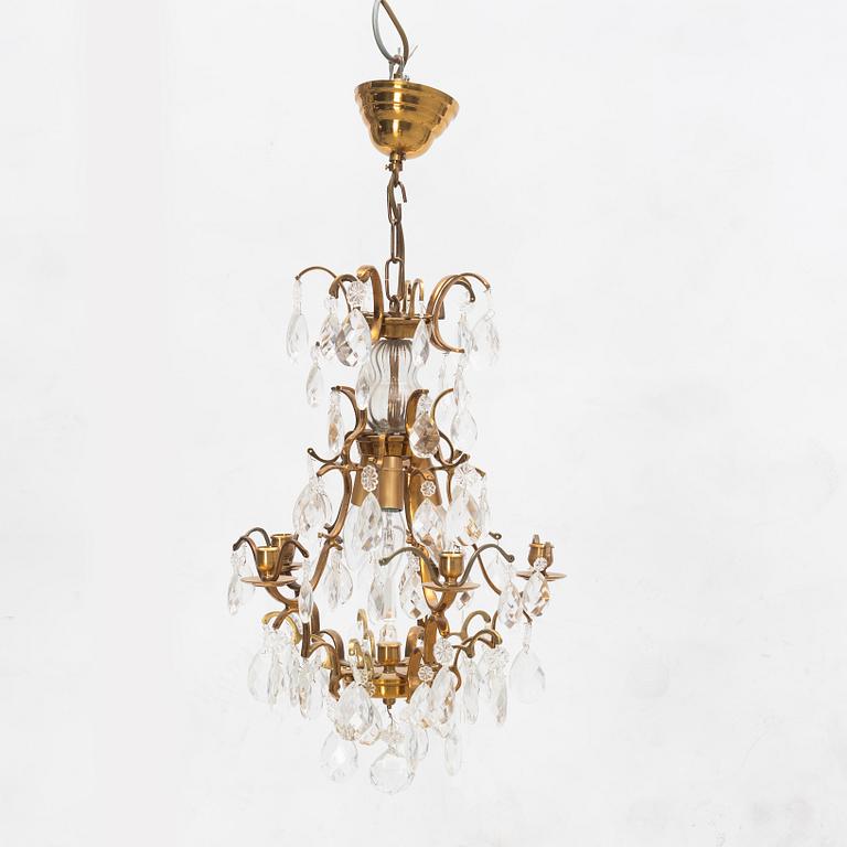 A Rococo style chandelier, mid 20th century.